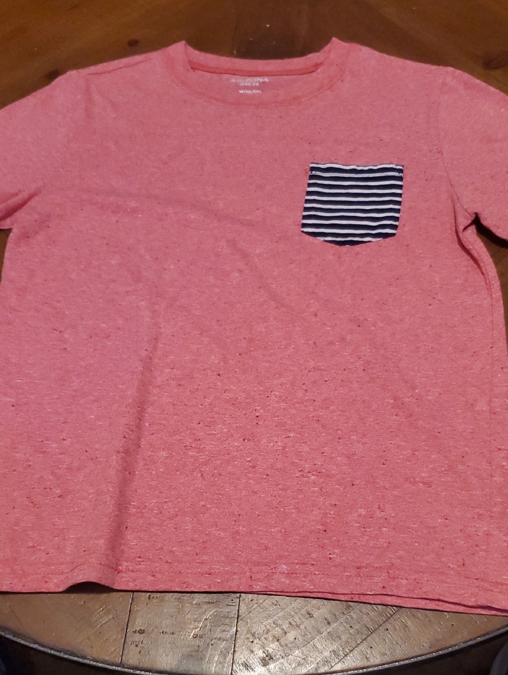 Arizona Jean Company Pink Short-Sleeve Tee with Navy Striped Pocket
